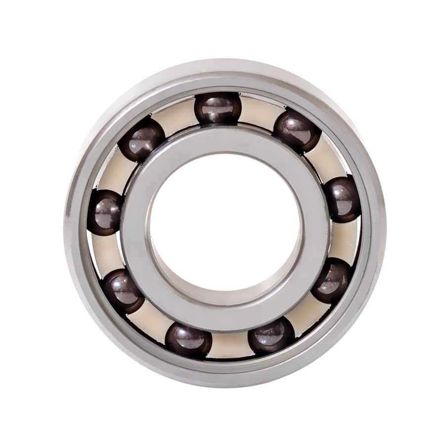 What are the differences in radial load performance between steel bearings,ceramic hybrid bearings,and all ceramic bearings?